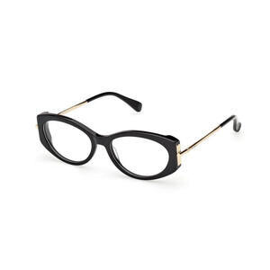 MaxMara MM5204 001 Black Cat Eye Optical Eyeglasses Designer Frame Gold Temples